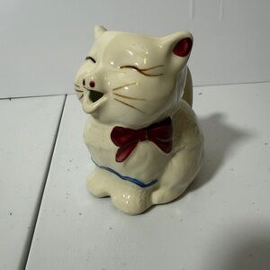 1940’s Vintage Shawnee Pottery Puss N Boots Cat Creamer with Red Bow
